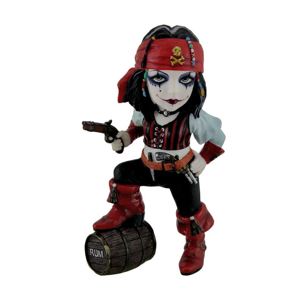 Cosplay Pirate Girl w/ Barrel of Rum Statue